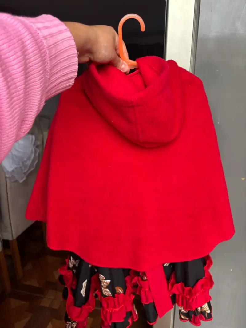 Vestido huasita de niña con capa y zapatos - 5
