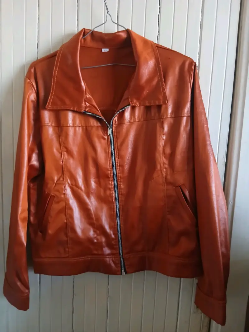 Chaqueta de cuero sintético color marrón - 2