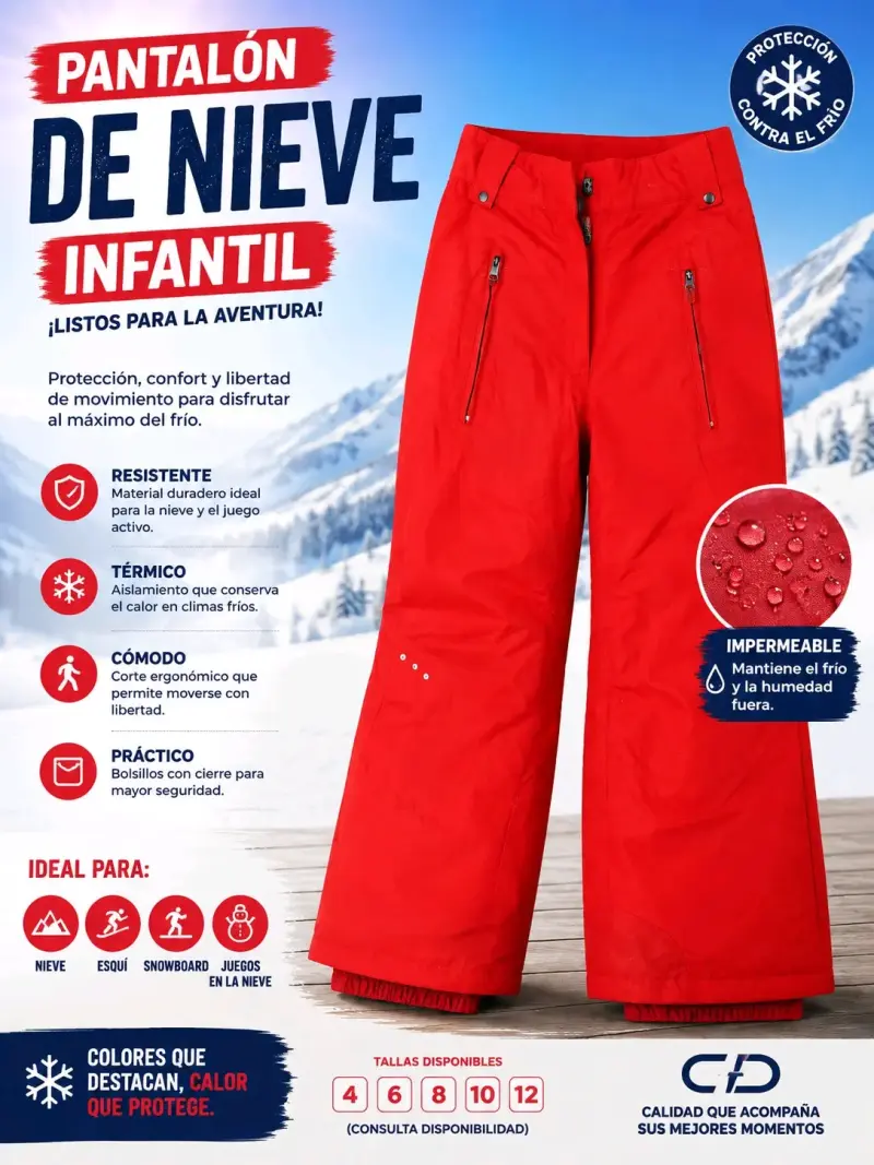 Abrigo infantil rojo con capucha de piel sintética - 2