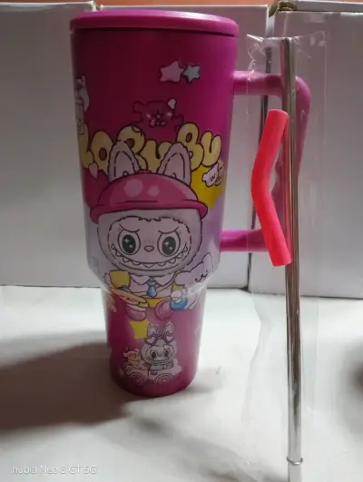 Vasos térmicos con pajilla de colores y diseño animado - miniatura 6