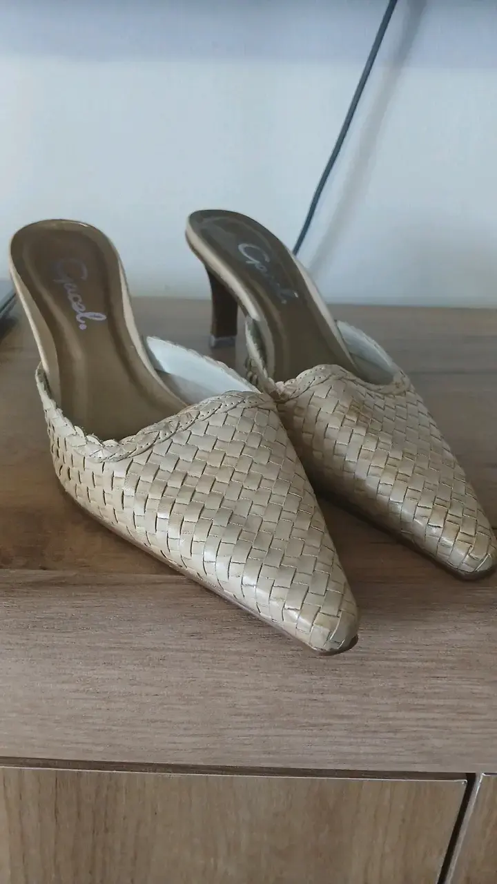 GACEL Zapatos de tacón tejido beige para mujer - 5