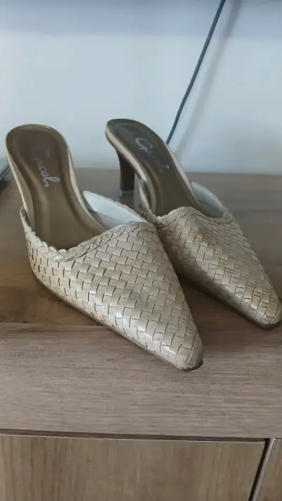 GACEL Zapatos de tacón tejido beige para mujer - miniatura 5