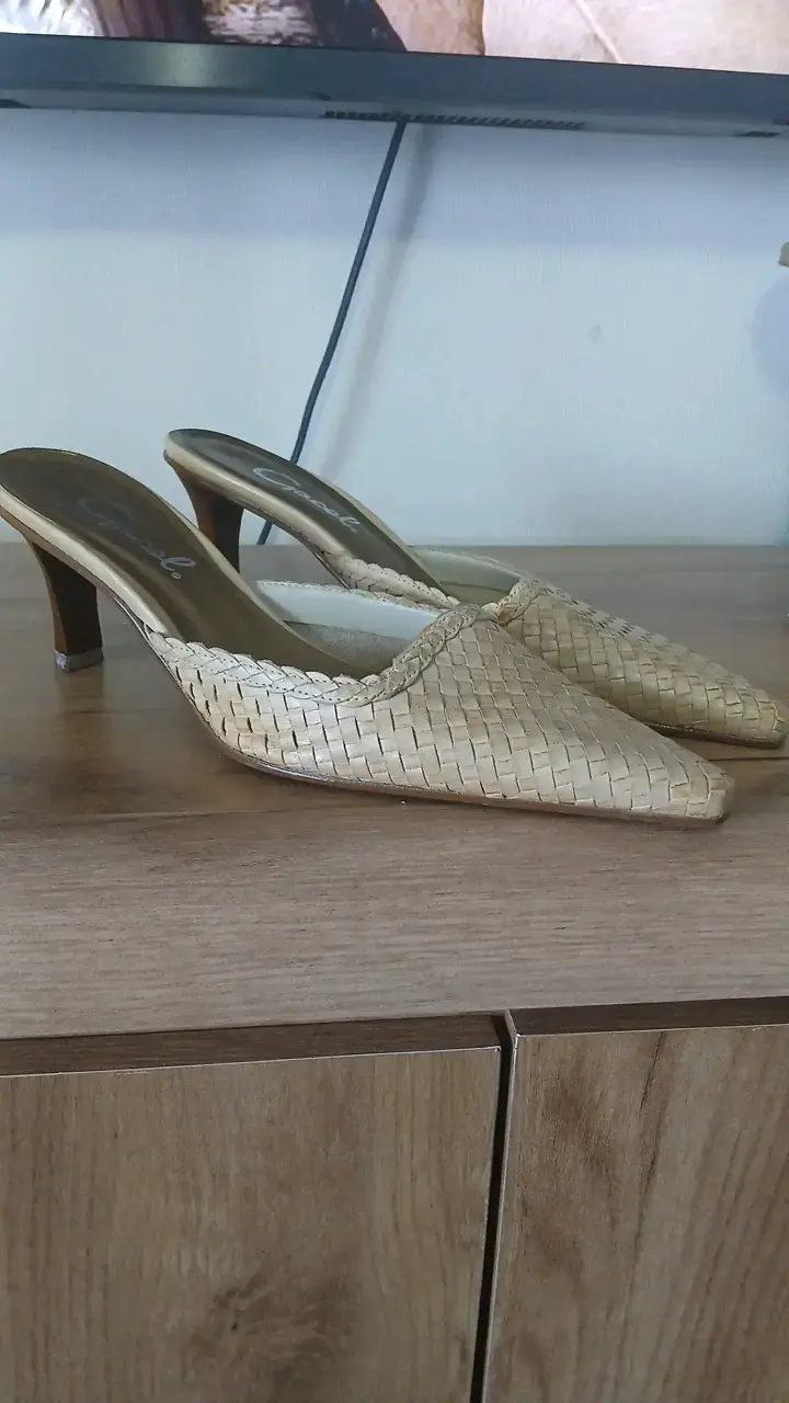 GACEL Zapatos de tacón tejido beige para mujer - 6