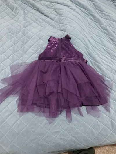 Vestido de fiesta morado para niña con flores - miniatura 2
