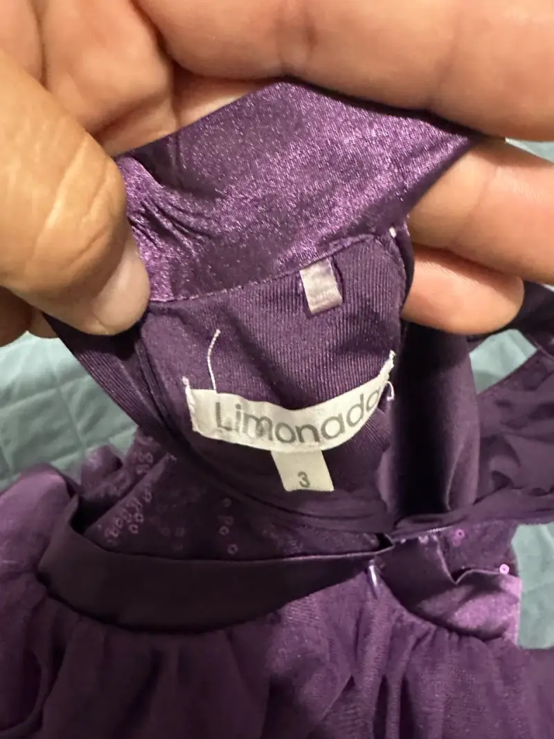 Vestido de fiesta morado para niña con flores - 3