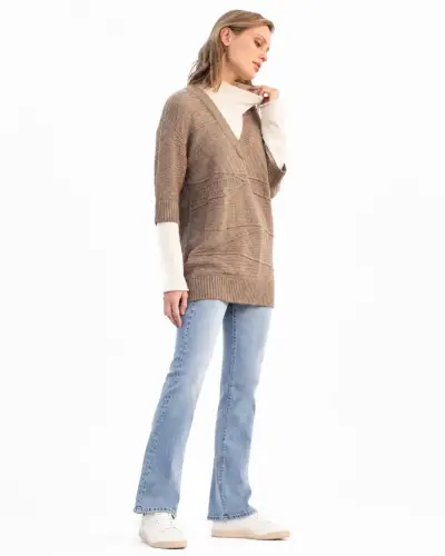 Suéter de punto marrón para mujer marca Ragga - miniatura 4