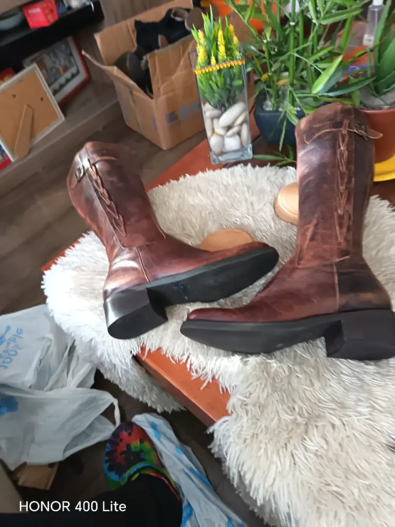 Botas de cuero marrón para mujer - 3