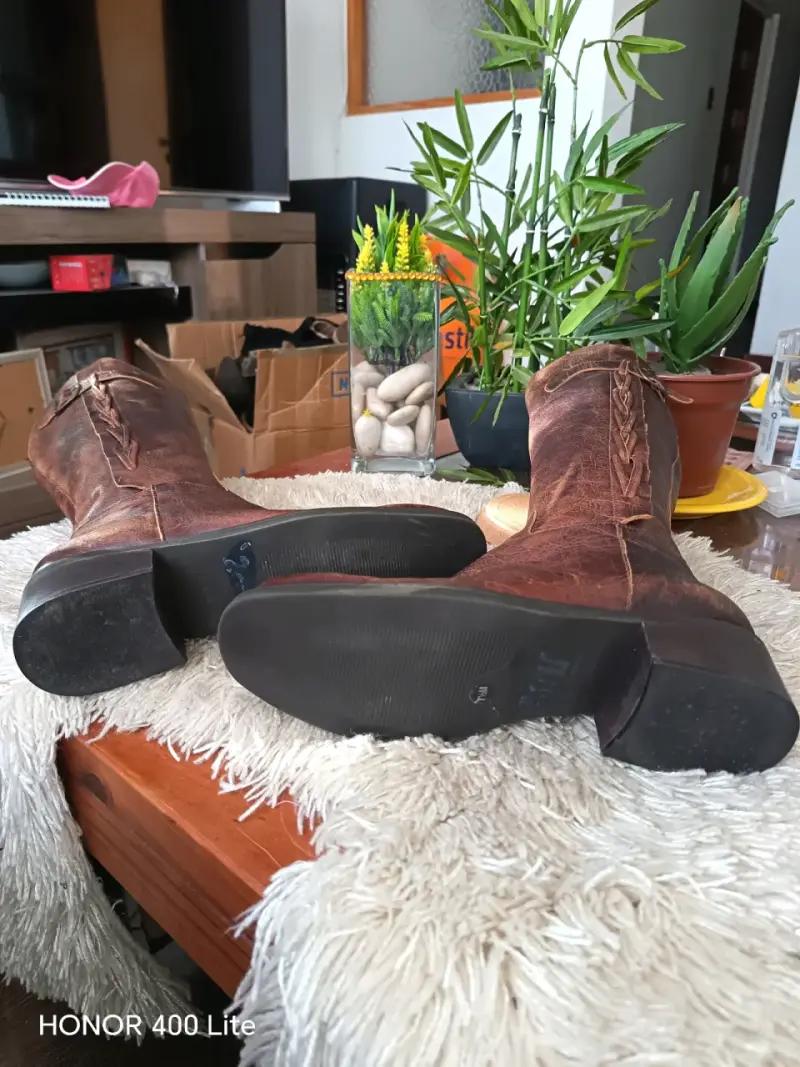 Botas de cuero marrón para mujer - 5