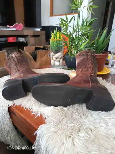 Botas de cuero marrón para mujer - miniatura 5