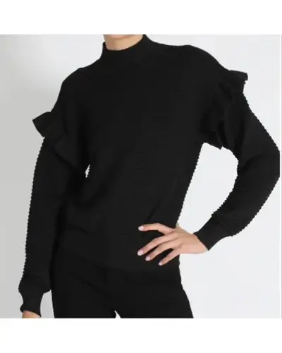 Suéter negro con volantes para mujer - miniatura 1