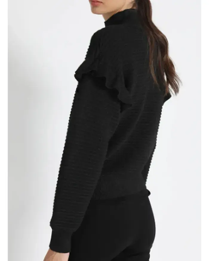 Suéter negro con volantes para mujer - 5