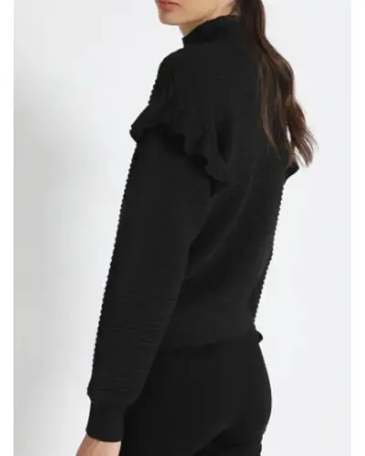 Suéter negro con volantes para mujer - miniatura 5