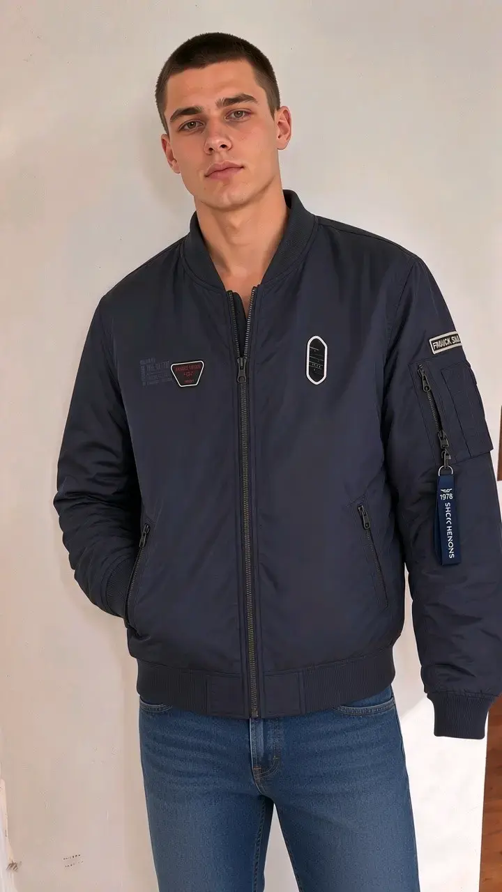 Chaqueta bomber azul Ferouch Jeans - 3