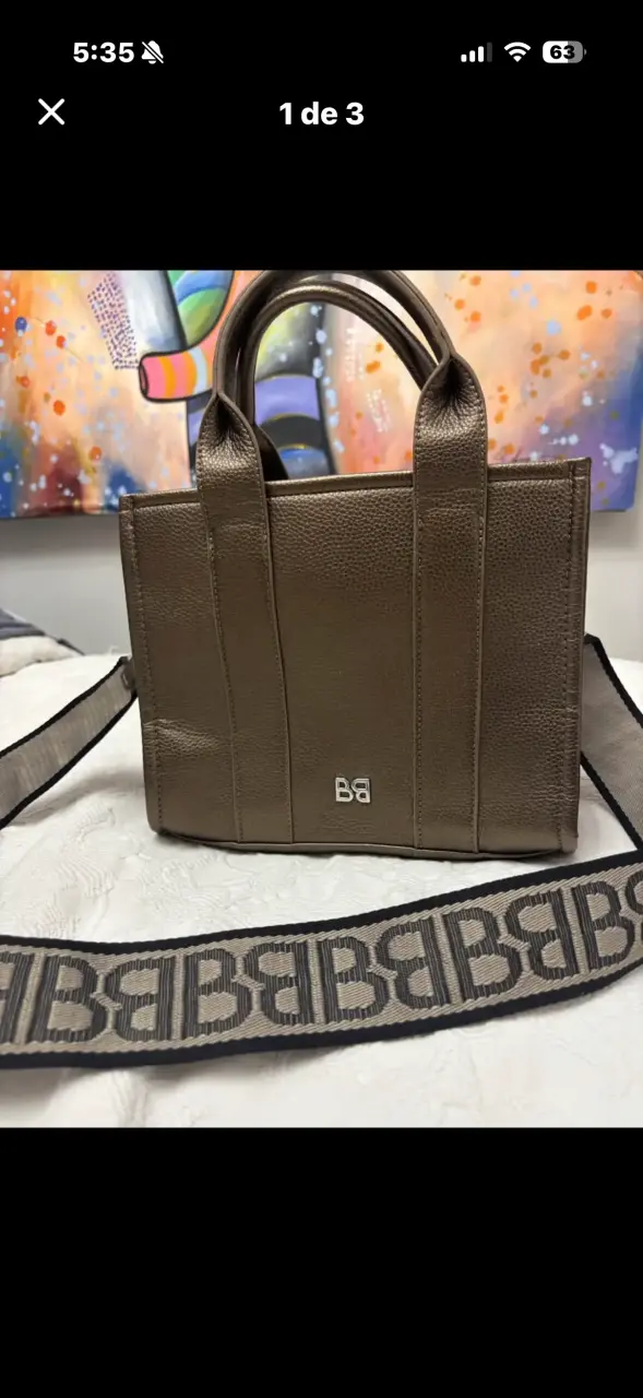 Bolso de mano marrón con correa ajustable - 3