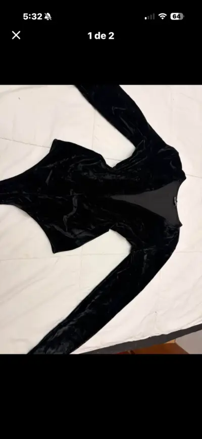 Body de terciopelo negro Express para mujer - miniatura 1