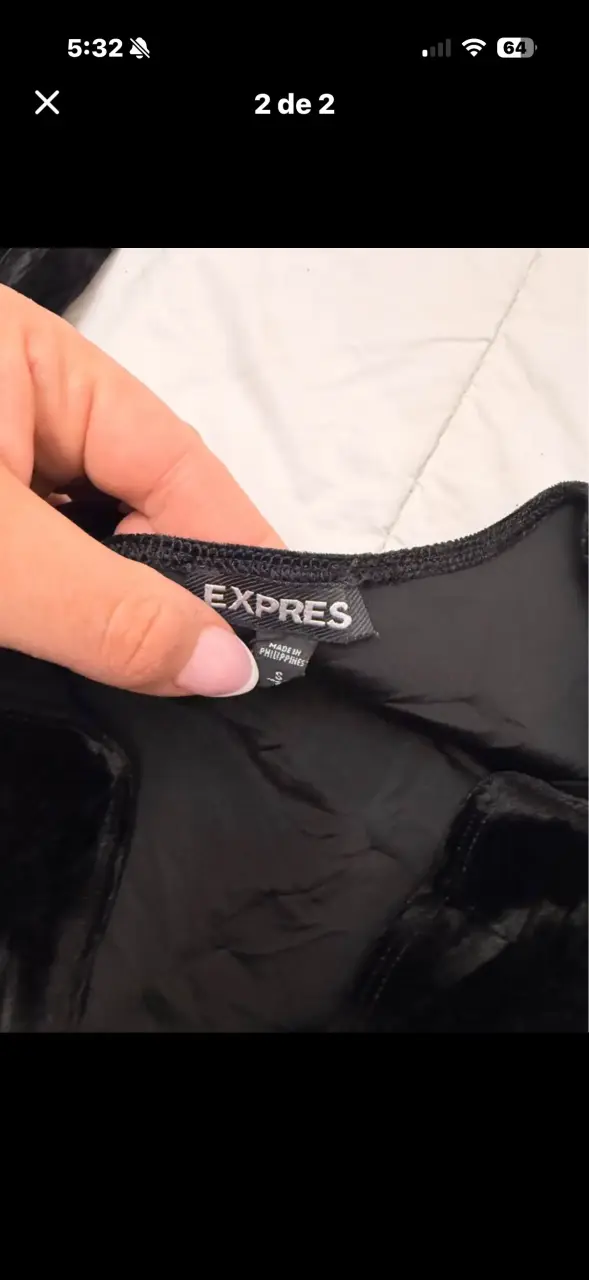 Body de terciopelo negro Express para mujer - 2