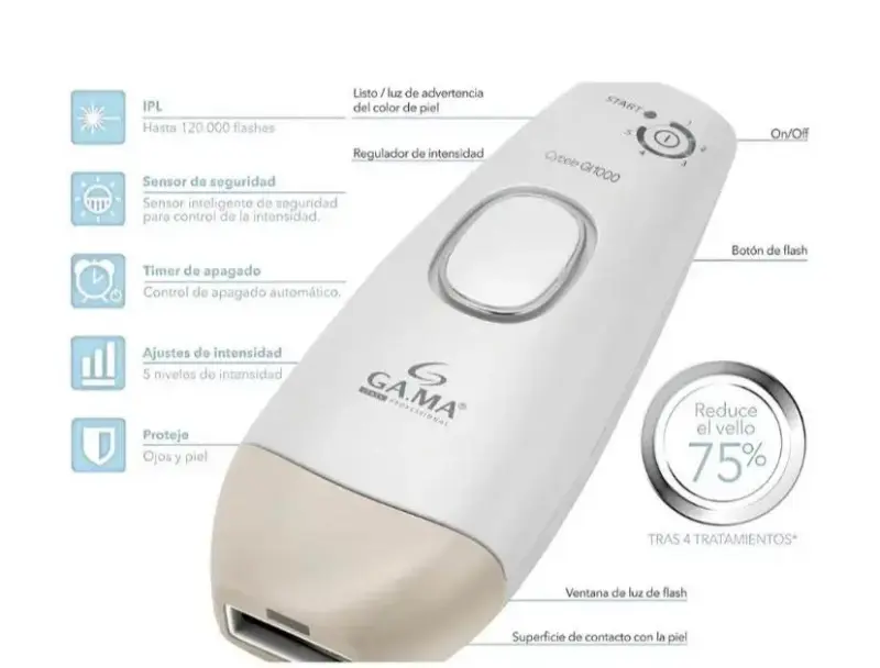 Depiladora IPL Gama G1000 con Sensor de Seguridad