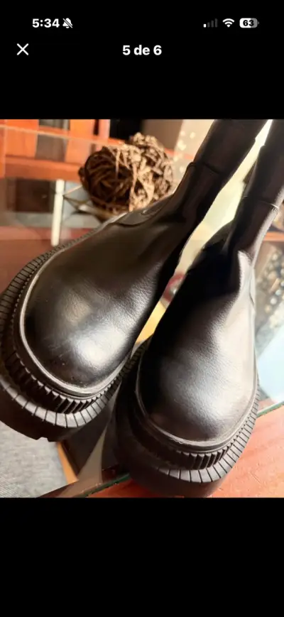 Botines negros de cuero MNG con suela gruesa - miniatura 1