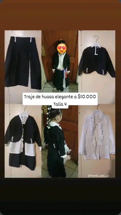 Traje de huasa elegante para niña talla 4 - miniatura 1