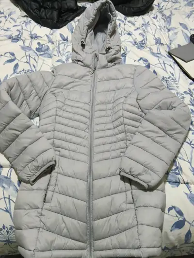 Parka gris con capucha para mujer talla S - miniatura 1