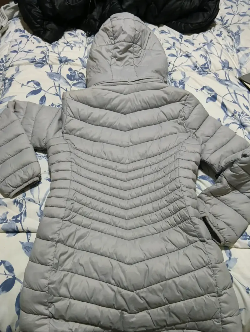 Parka gris con capucha para mujer talla S - 2
