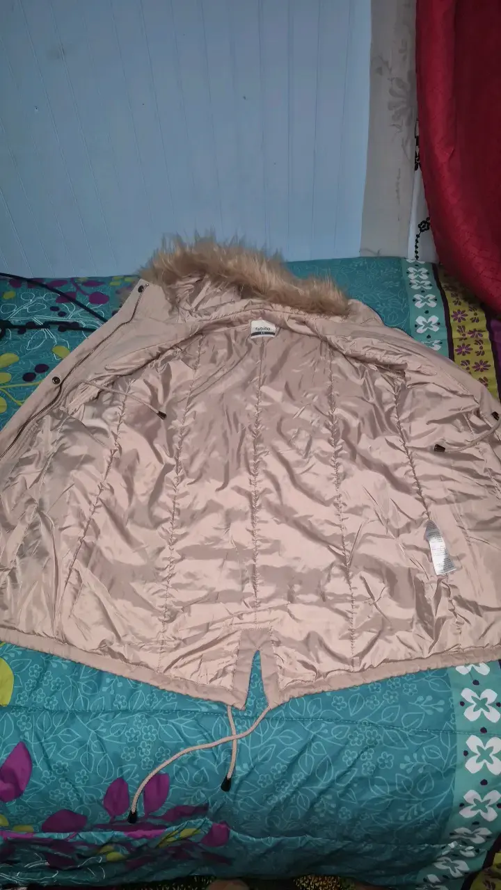 Parka beige con capucha de piel sintética Sybilla - 2