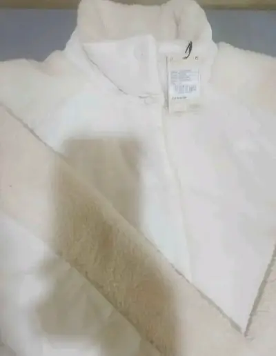 Chaqueta de lana sintética blanca para mujer - miniatura 1