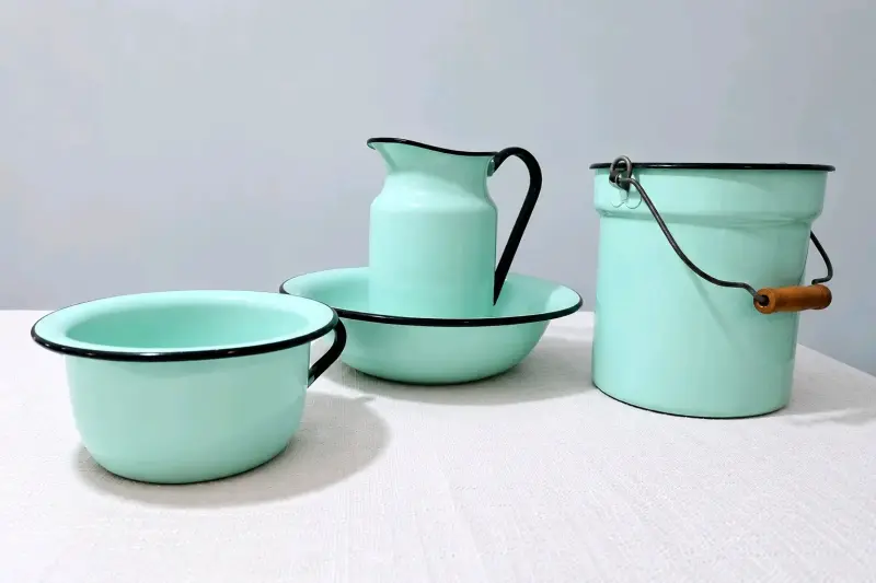 Set de utensilios de cocina esmaltados verde menta - 1