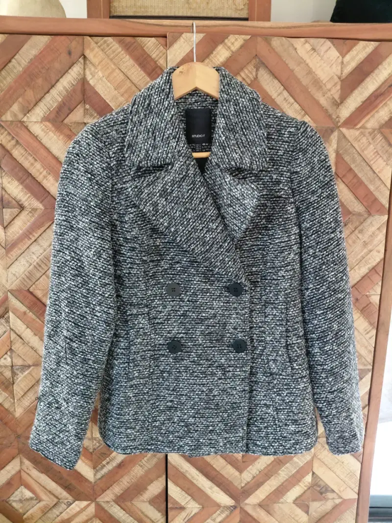 Abrigo de lana gris para mujer Studio F