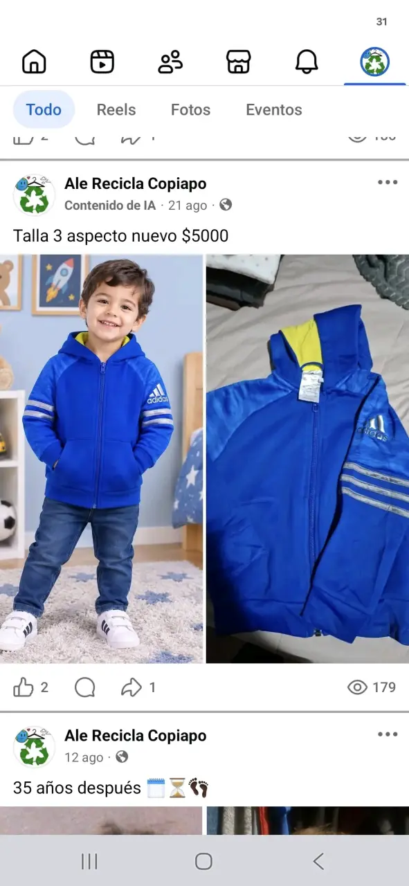 Polerón azul para niño Adidas talla 3