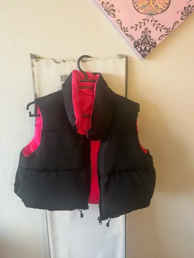 Chaqueta reversible negro y fucsia para mujer - miniatura 1