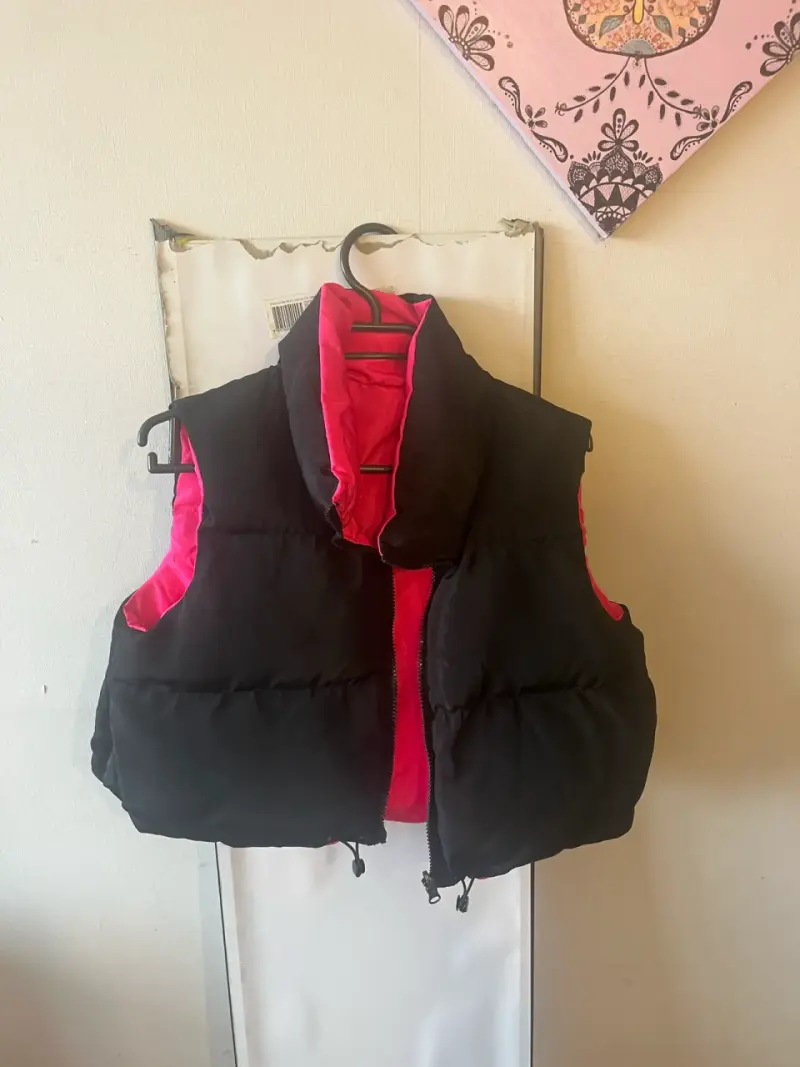 Chaqueta reversible negro y fucsia para mujer - 2