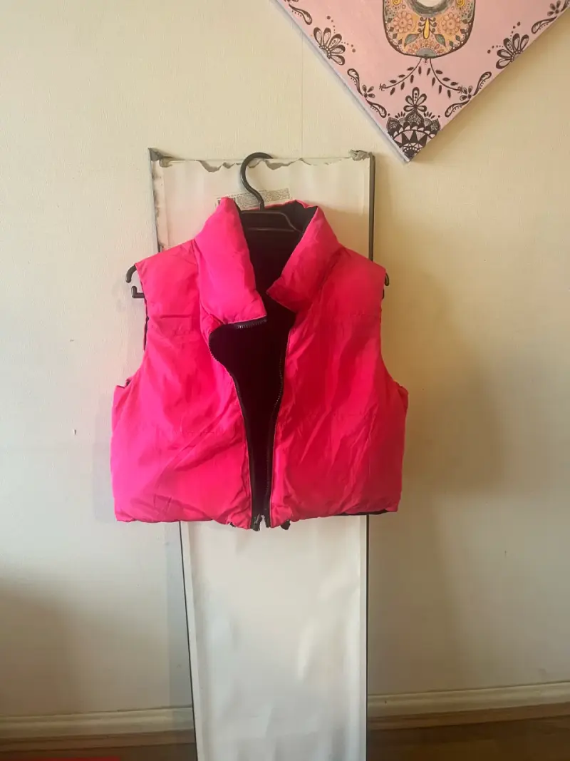 Chaqueta reversible negro y fucsia para mujer - 3