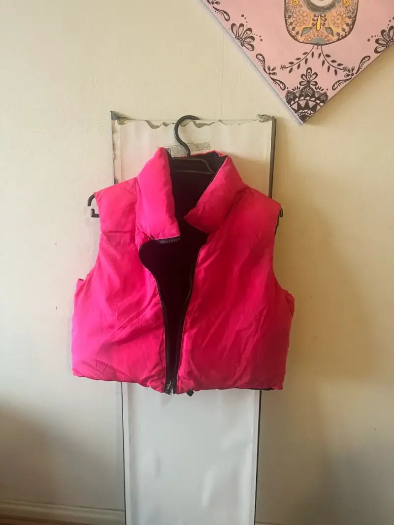 Chaqueta reversible negro y fucsia para mujer - 4