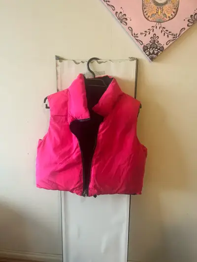 Chaqueta reversible negro y fucsia para mujer - miniatura 4