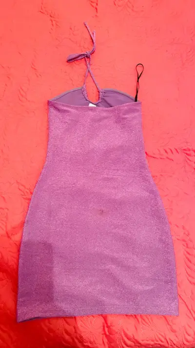 Vestido corto brillante morado H&M - miniatura 2