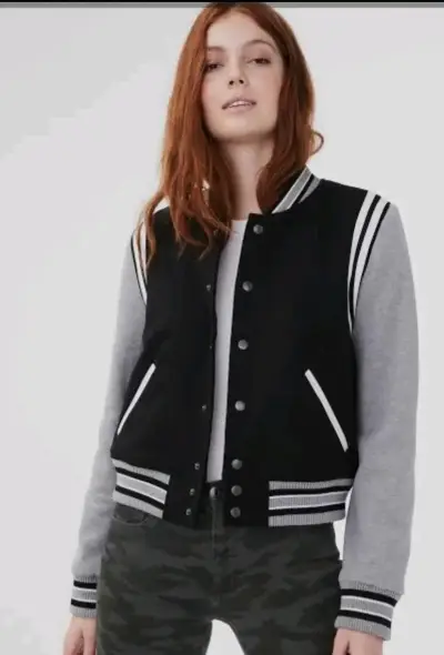Chaqueta bomber negra y gris Aeropostale - miniatura 1