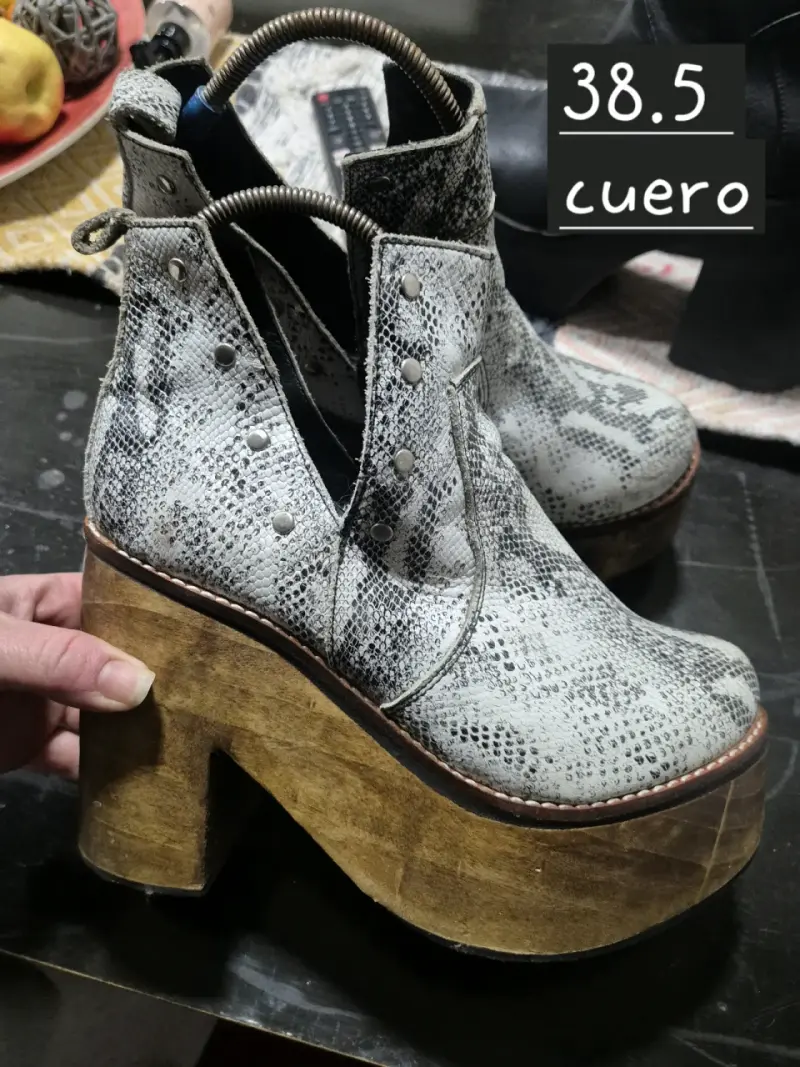 Botines de cuero con plataforma talla 38.5 - 3