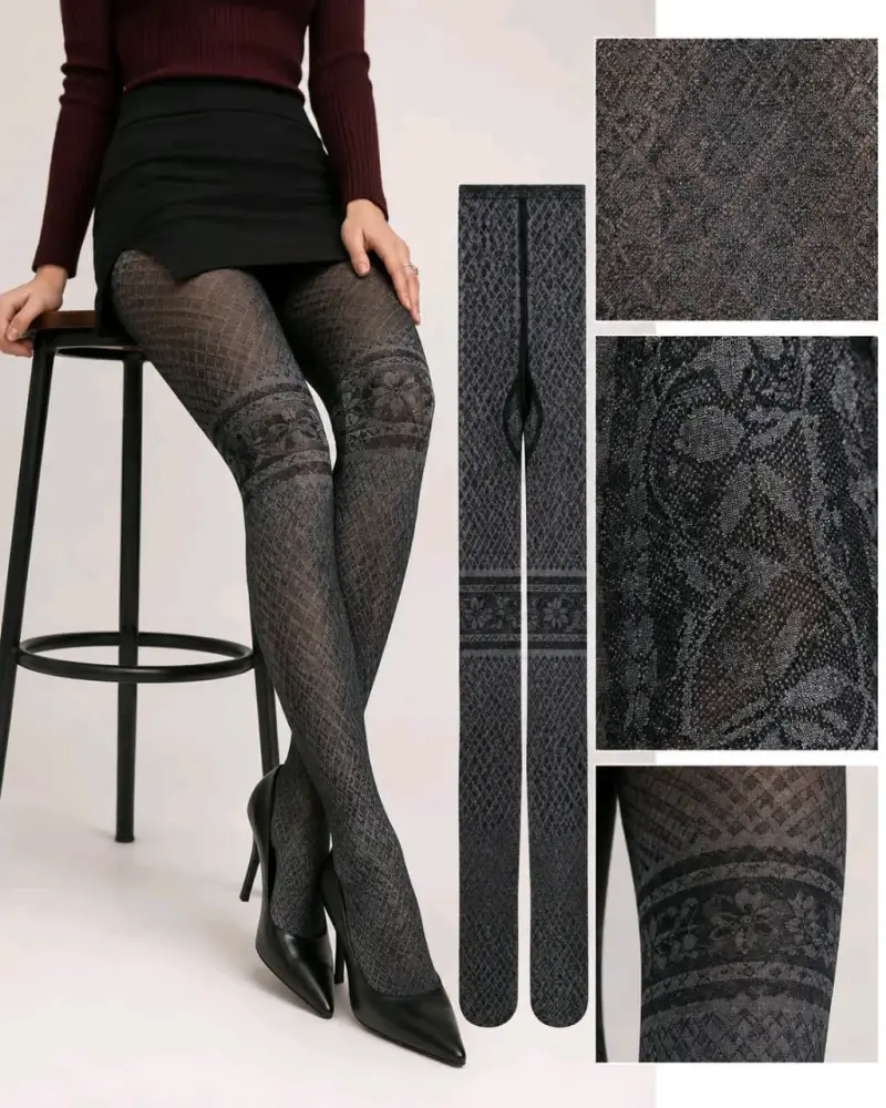 Pantys negras con diseño de calaveras y estrellas - 4