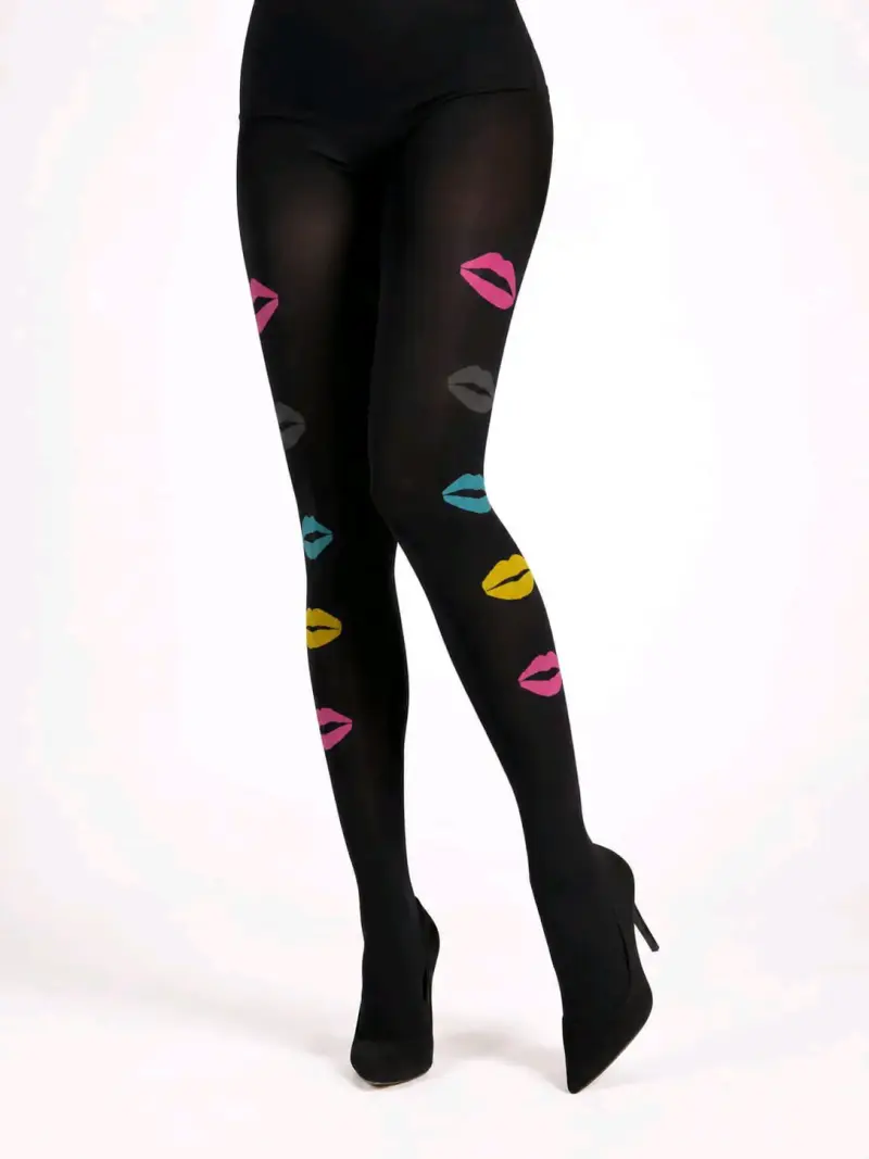Pantys negras con diseño de calaveras y estrellas - 6