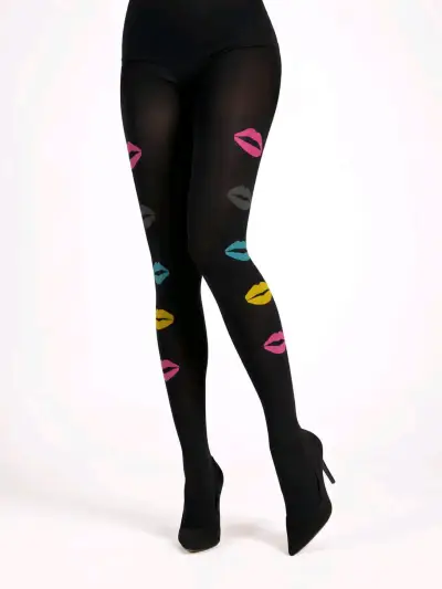 Pantys negras con diseño de calaveras y estrellas - miniatura 6
