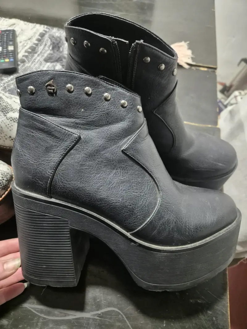 Botines de cuero negro con plataforma talla 39 - 2
