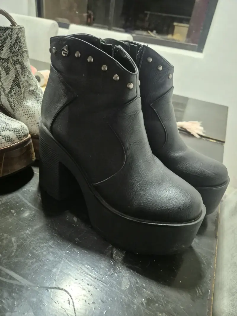 Botines de cuero negro con plataforma talla 39 - 3