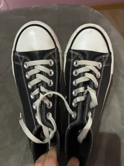 Zapatillas negras de lona con plataforma - miniatura 1