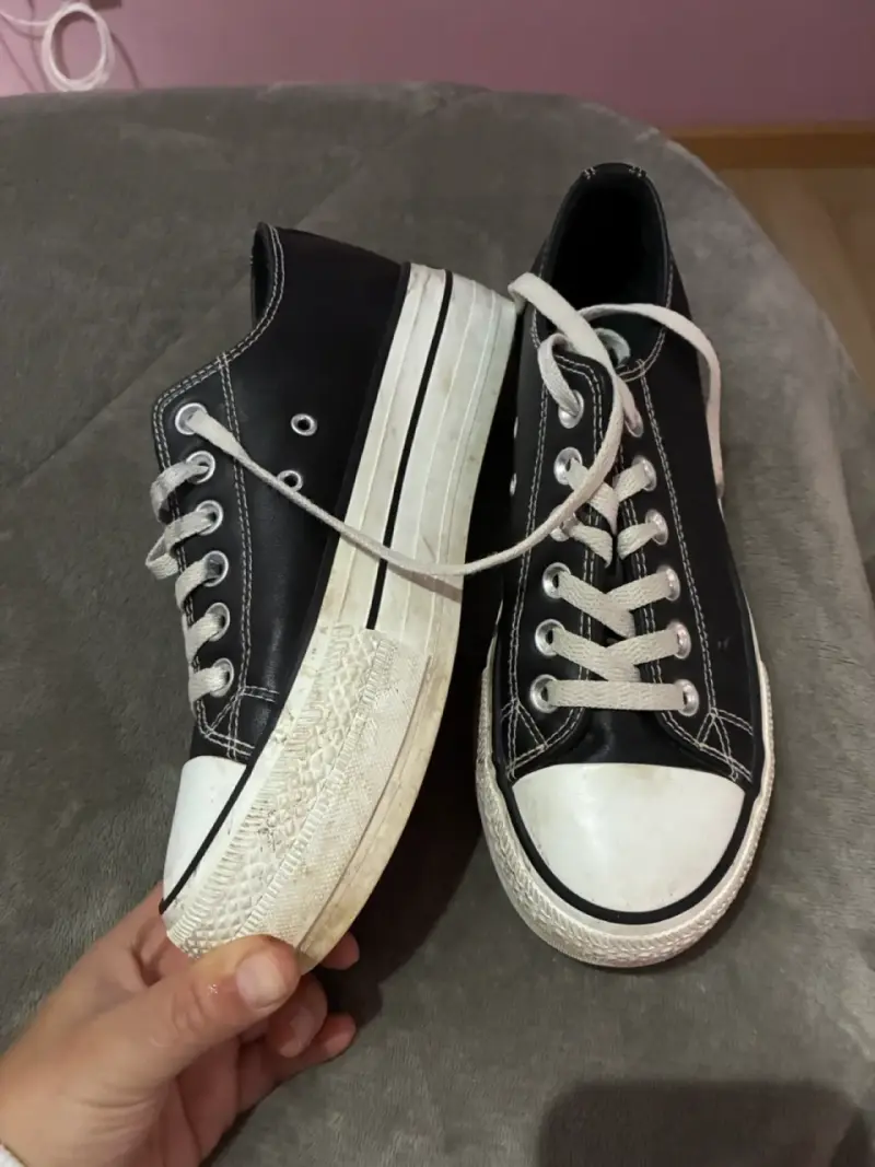 Zapatillas negras de lona con plataforma - 2