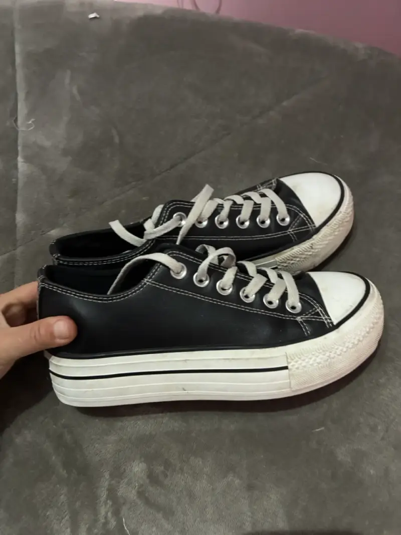 Zapatillas negras de lona con plataforma - 3