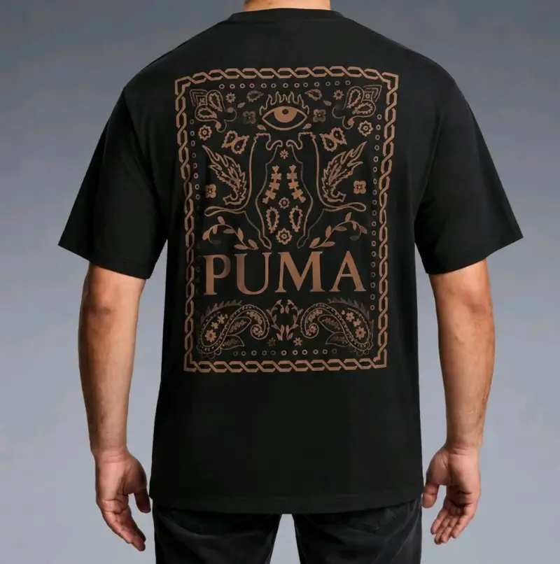 Polera Negra Puma con Diseño Estampado - 1