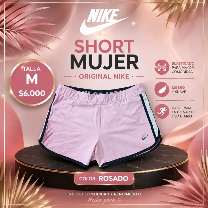 Short Mujer Nike Rosado Talla M