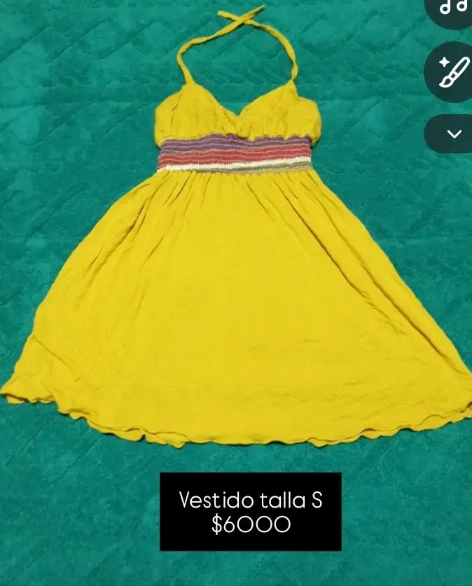 Vestido amarillo talla S con detalle en cintura