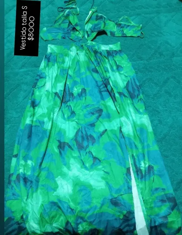 Vestido largo estampado verde talla S